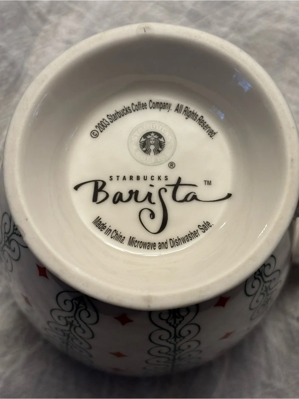 2003 Starbucks Barista Christmas Holiday XL 18 oz Pedestal Coffee Mug Vintage Co